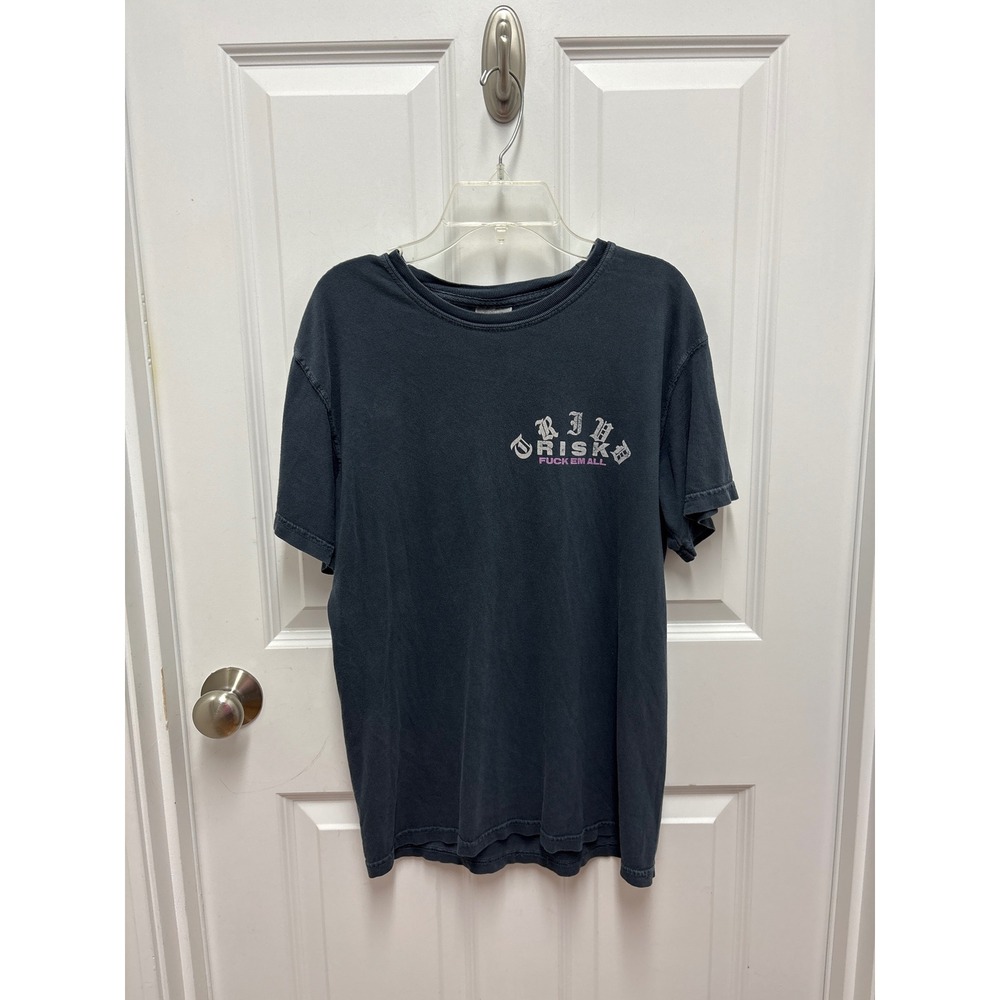 Civil Regime Risk Snake Lightning Graphic T-Shirt Faded Black Mens Size M